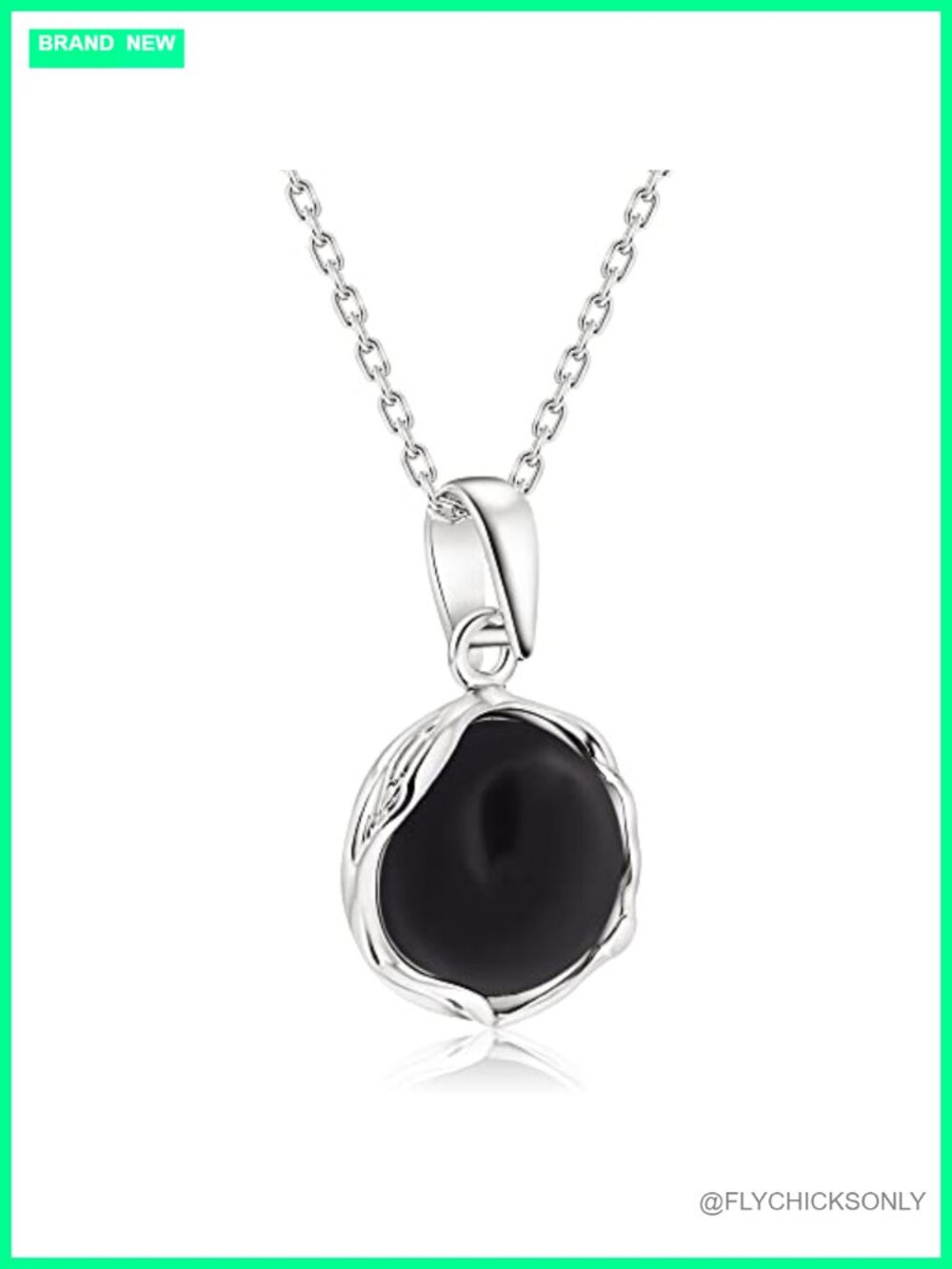925 Sterling Silver Black Onyx Birthstone Pendant Necklace for Women